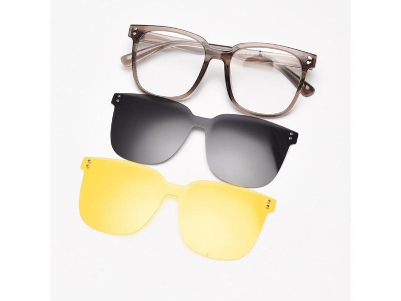 Polarized Night Vision Magnetic Clip Glasses Frame For Women Men Large Size Carousel 1