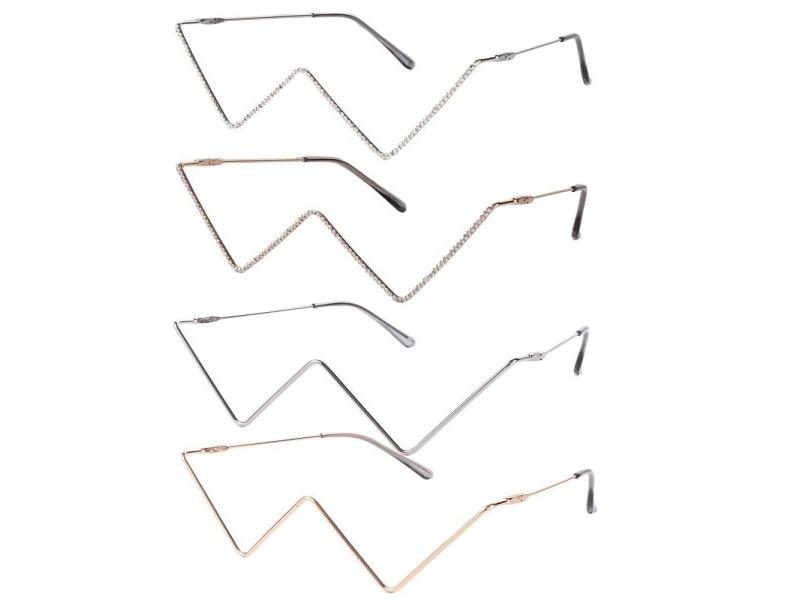 Women's Rhinestone Metal Triangle Glasses Frame Fake Glasses Carousel 2