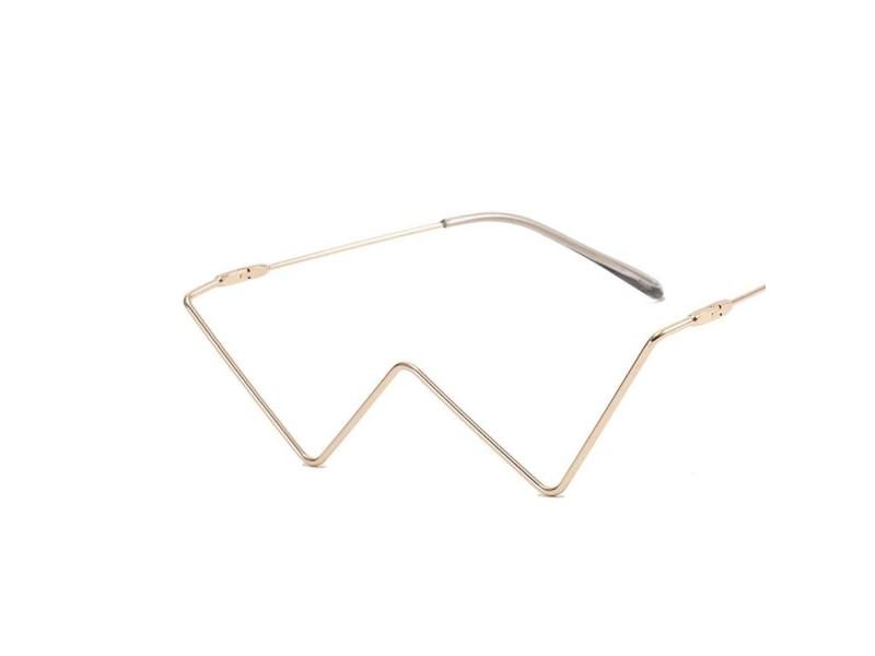 Women's Rhinestone Metal Triangle Glasses Frame Fake Glasses Carousel 1