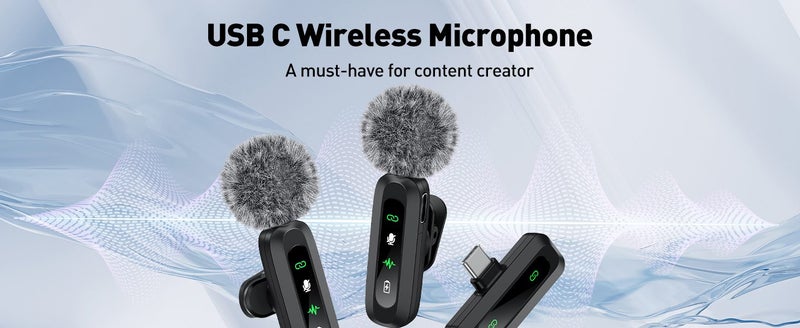 USB C Lavalier Microphone Wireless Mini Mic for Type-C Android Phone/Tablet/PC V Carousel 1