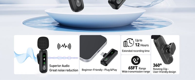 USB C Lavalier Microphone Wireless Mini Mic for Type-C Android Phone/Tablet/PC V Carousel 2