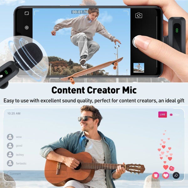 USB C Lavalier Microphone Wireless Mini Mic for Type-C Android Phone/Tablet/PC V Carousel 18