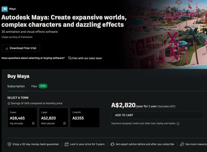 Autodesk Maya 3D animation and visual effects software Authentic 3 years license Carousel 1