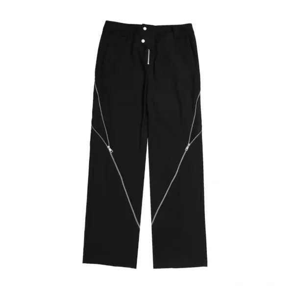 American Trendy Brand Men Black Zipper Design Slit Slightly Flared Pants Carousel 1