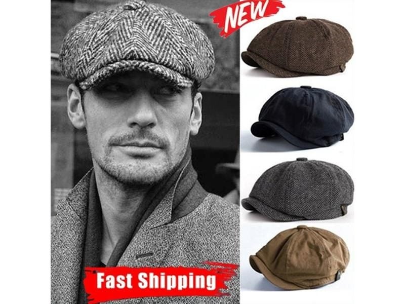 New Men Berets Retro Peaky Blinders Tweed Hat Casual Flat Cap Father Hats Carousel 2