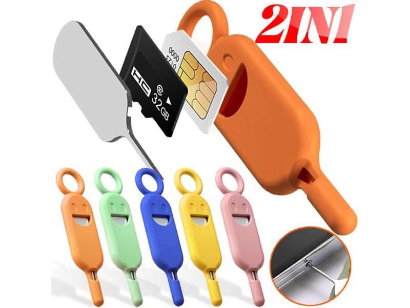 2 IN 1 SIM Card Removal Needle With Protector Holder Tray Carousel 2