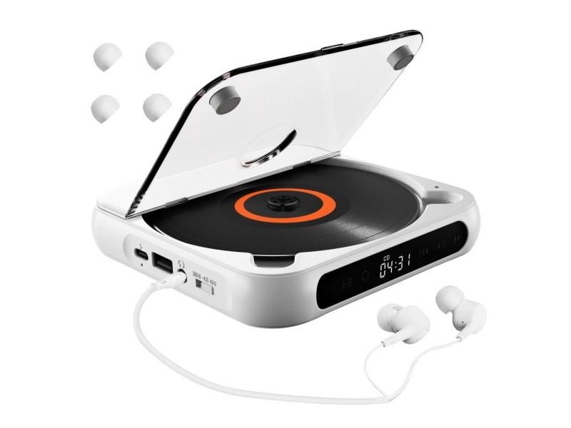 Portable CD Player Bluetooth 5.1 Speaker Stereo CD Players LED Screen 3.5mm CD Carousel 1