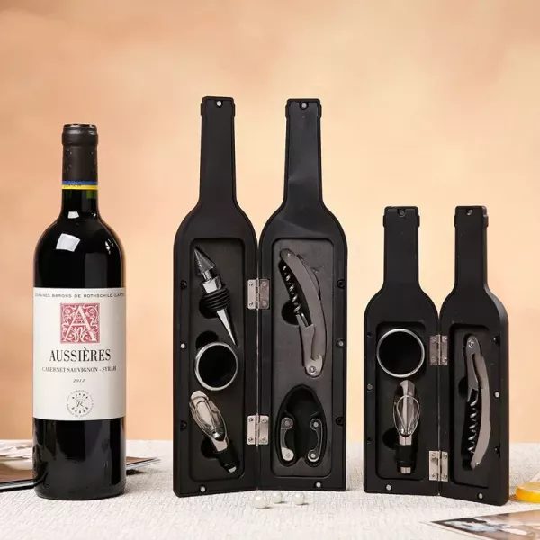 Deluxe Wine Opener Accessories Gift Tools Set With Waiters Corkscrew 5 Piece Carousel 2