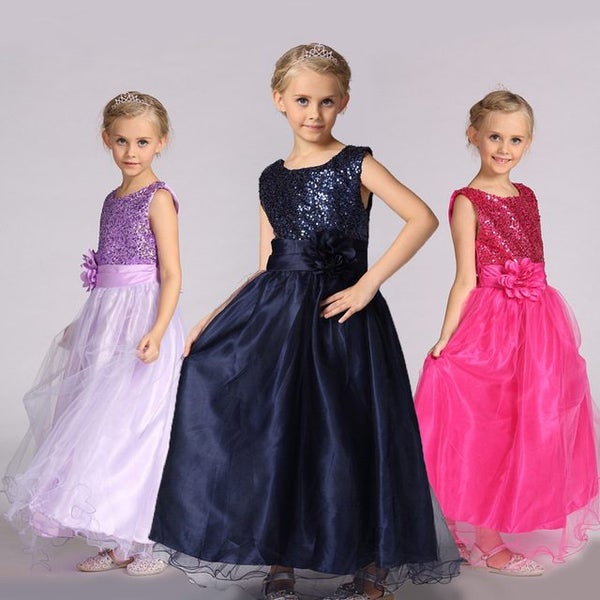 6 colours = 3-10y long SEQUIN dress Carousel 1