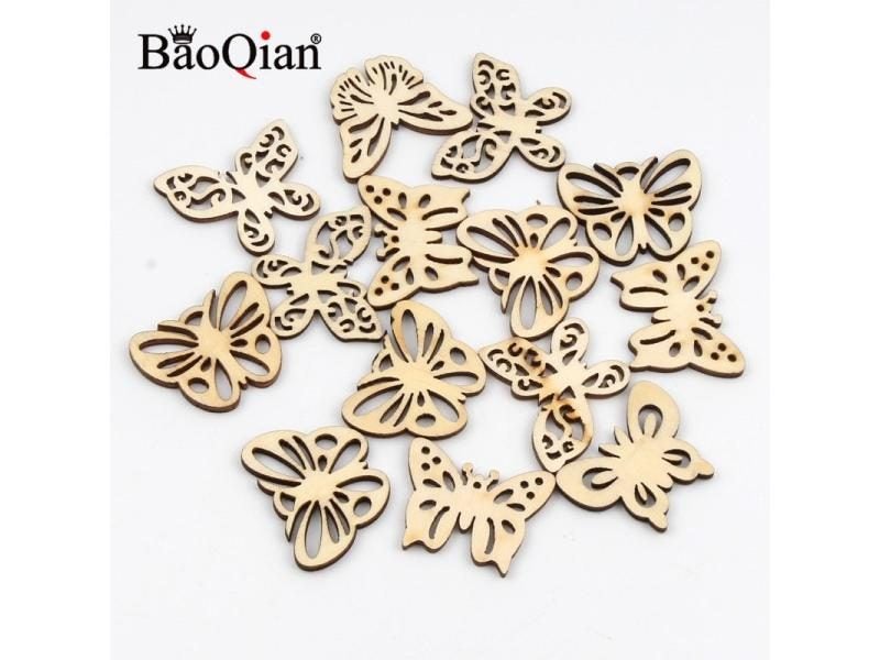 20Pcs Natual Wooden Butterfly Pattern Scrapbooking Painting Wood Craft Handmade Carousel 1