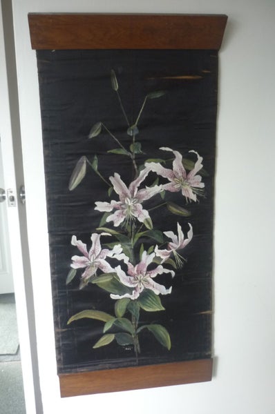 ANTIQUE PAINTED SILK WALL HANGING Carousel 1