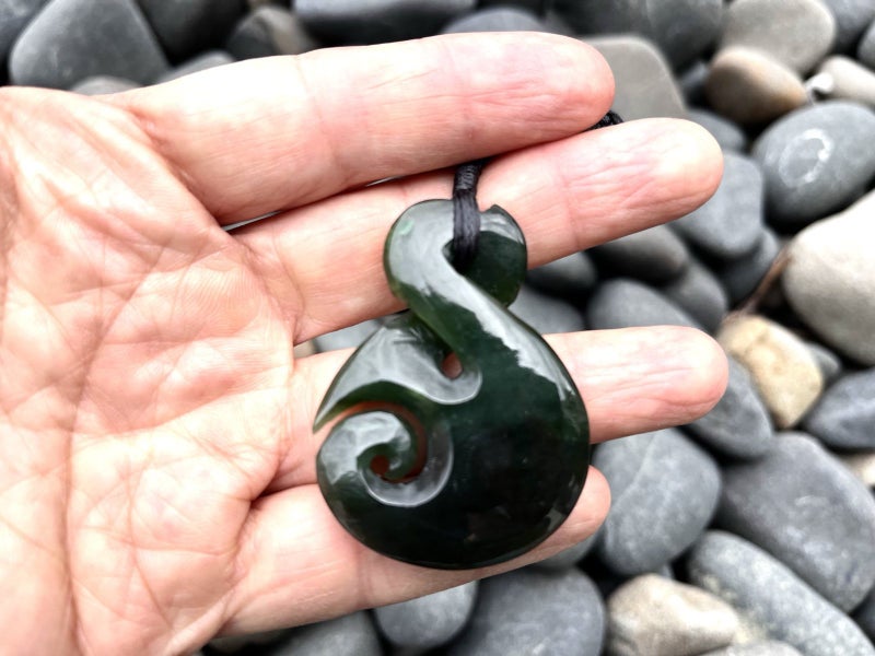 Large Greenstone Nephrite Jade Combined Twist and Koru #270CS62952855629186116