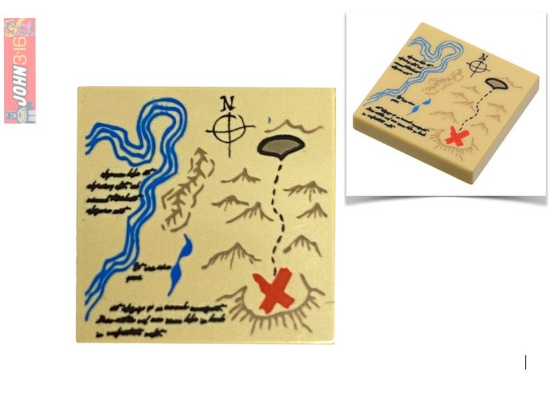 LEGO 2x2 TILE WITH TREASURE MAP PATTERN (PERFECT FOR YOUR LEGO ADVENTURES!) Carousel 1