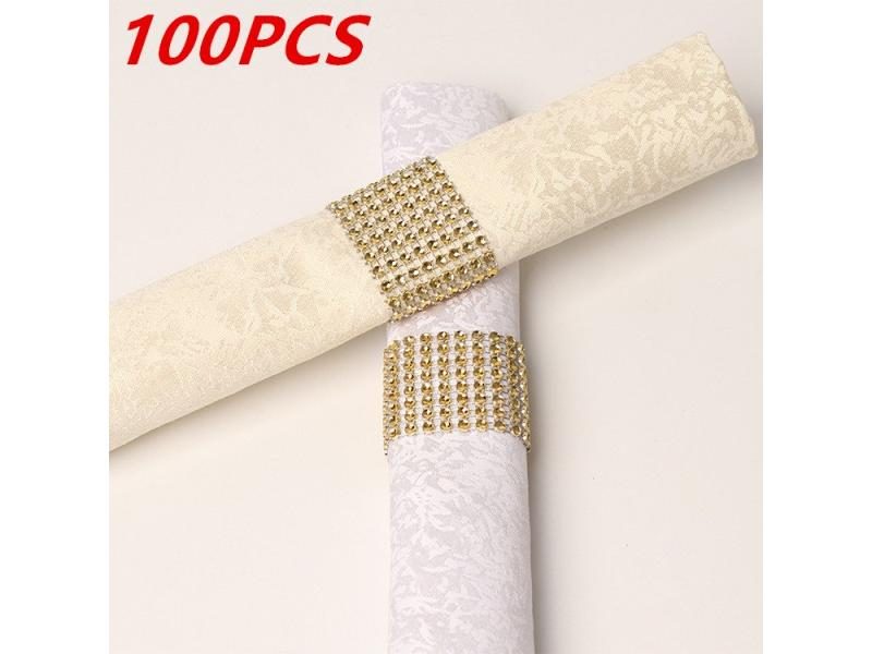 100/50pcs Rhinestone Napkin Rings Bling Decoration For Wedding Dinner Or Carousel 1