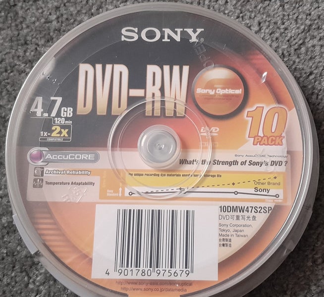 Sony 10-pack DVD-RW / DVD -RW 4.7GB discs (new/sealed) Carousel 1