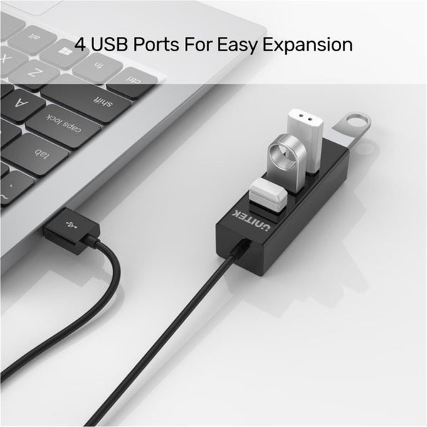 Unitek 4 Port USB-A 2.0 High Speed Hub - Black 0.8m - Data Transfer Speed up to Carousel 2