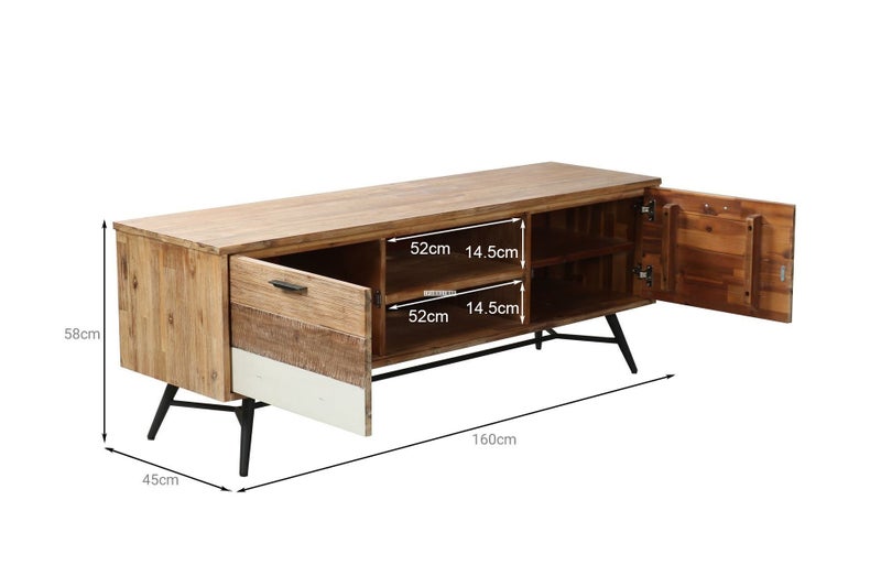LEAMAN 1.6M Solid Acacia Wood TV Unit Carousel 2