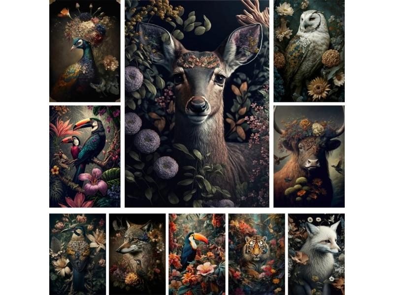 Animal Flowers Tiger Owl Printed Cross-Stitch Patterns Embroidery Hobby Carousel 2