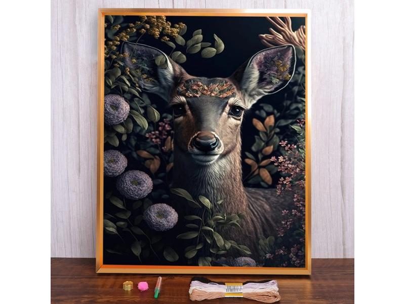 Animal Flowers Tiger Owl Printed Cross-Stitch Patterns Embroidery Hobby Carousel 1