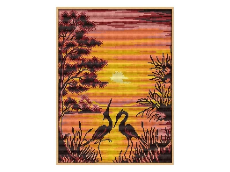 The Crane Shadow In Sunset Floss 11CT Patterns Painting Needlework Diy Dmc Carousel 2