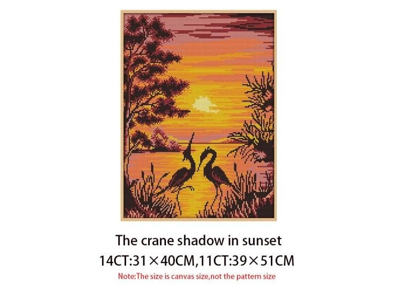 The Crane Shadow In Sunset Floss 11CT Patterns Painting Needlework Diy Dmc Carousel 1