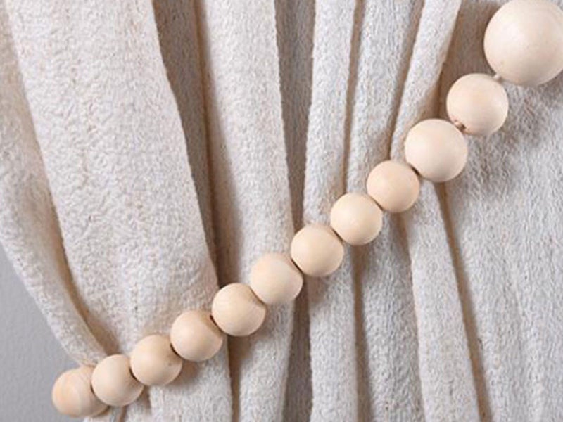 2 X 49CM Magnetic Curtain Tieback Boho Wooden Bead Rope Curtain Ties Carousel 8