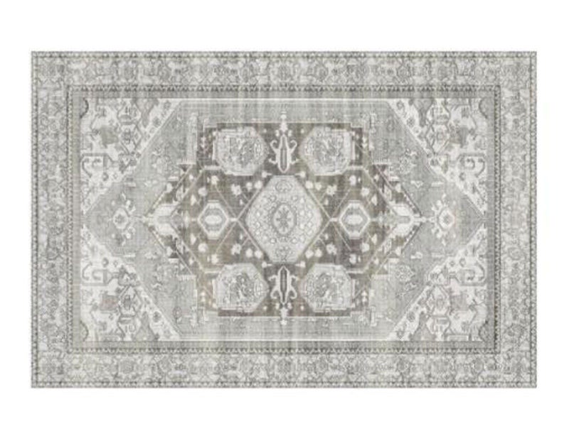 Vintage Design Runner Area Rug Doormat Allover Boho Machine Washable Mat Grey Carousel 2
