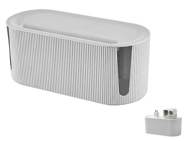 White Cable Wire Management Case Power Plug Socket Storage Organizer Box Carousel 1