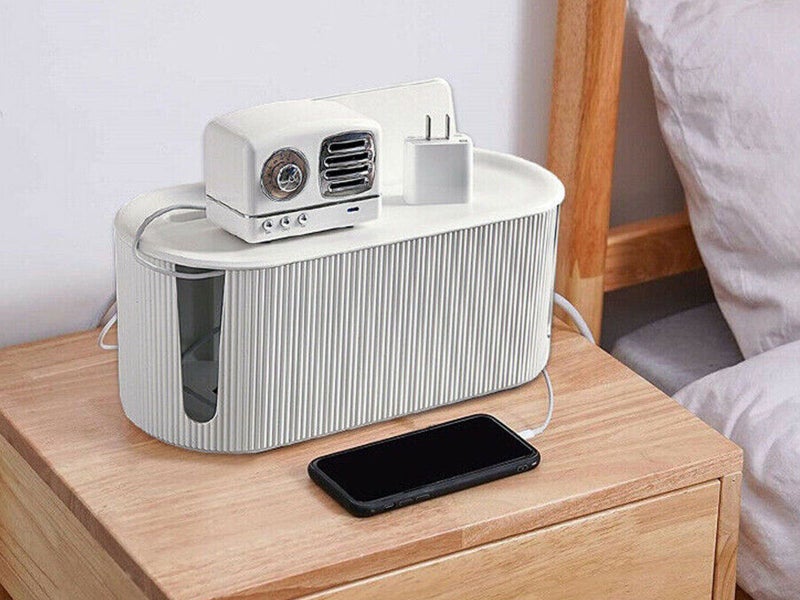 White Cable Wire Management Case Power Plug Socket Storage Organizer Box Carousel 2