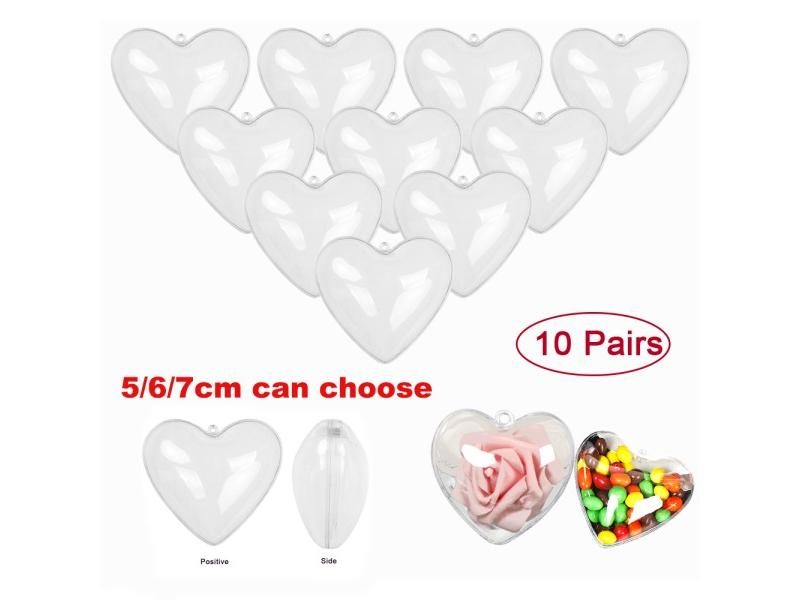 10 PCS Heart Shape Balls Transparent Plastic Home Decorations Fillable Baubles Carousel 1