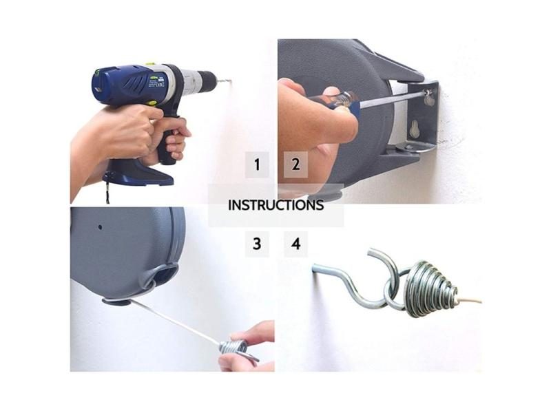 Indoor Outdoor Heavy Duty Wall Mounted Retractable Laundry Line Carousel 1