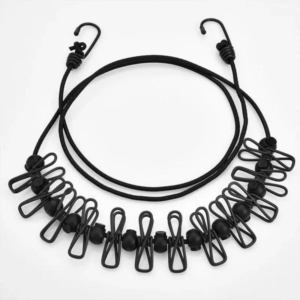 Portable Elastic Travel Clothes Rack Windproof Outdoor Clothesline With 12 Carousel 2