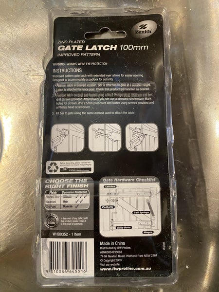 Zenith Zinc Plated Gate Latch 100mm Carousel 2
