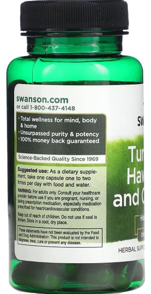 TURMERIC, HAWTHORN & CAYENNE 600 MG 60 CAPS - CARDIO TONIC - BB0827 Carousel 3
