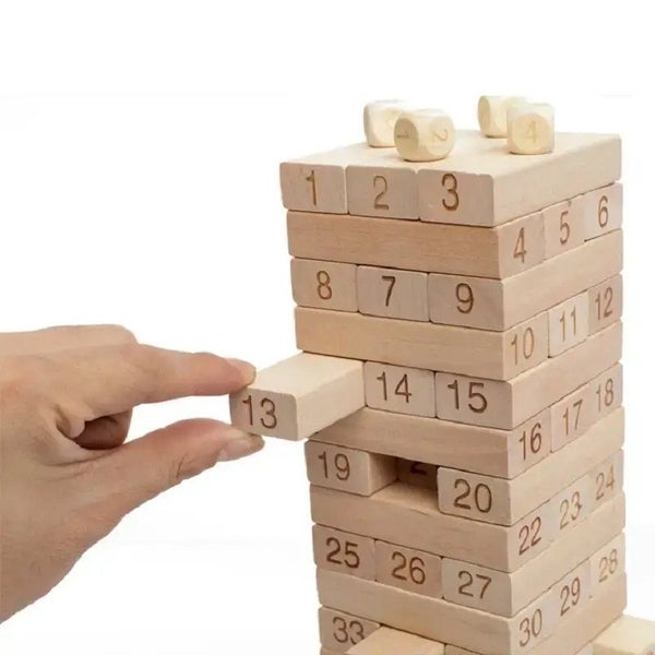 51Pcs Pine Wood Block Stacking Game Set For Kids Adults Jenga Blocks - NEW Carousel 2