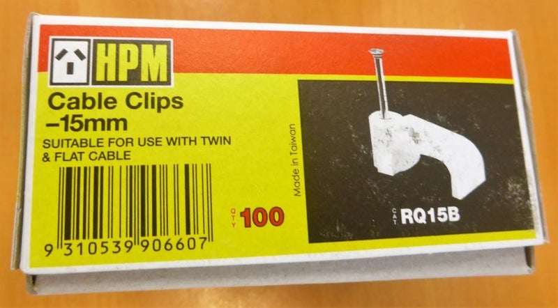 HPM 15mm White Flat Cable Clips - 100 Pack Carousel 1