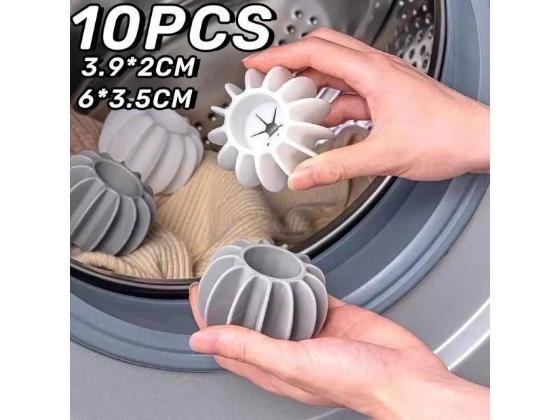 10CPS Laundry Ball Reusable Silicone Clothes Hair Cleaning Tools Pet Hair Carousel 2