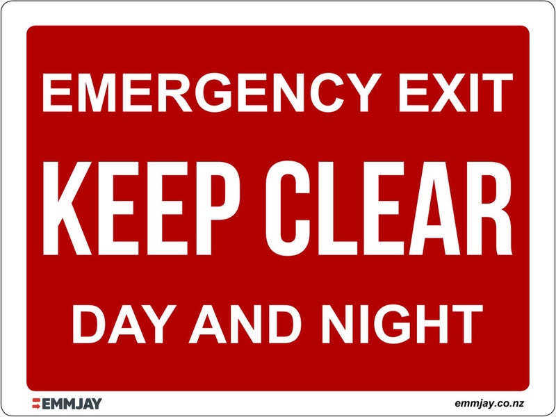 1001 Emergency Exit sign RED - ACM 300x400mm no parking keep clear night and day Carousel 1