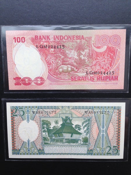 1958 & 1977 Indonesian Rupiah banknotes - Uncirculated, Crisp, Sealed Carousel 2