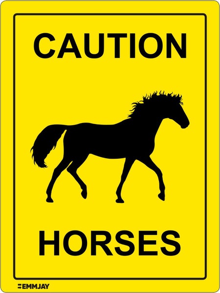 245 EMMJAY-NZ made- ACM (300x225mm) Horses Caution sign Carousel 1