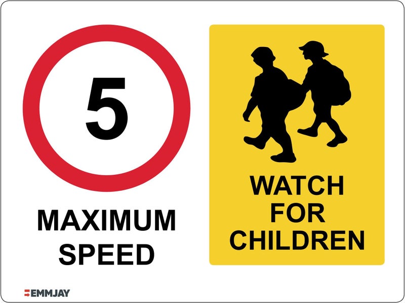 282 EMMJAY - ACM 400x300mm Child safety sign 5km speed Carousel 1