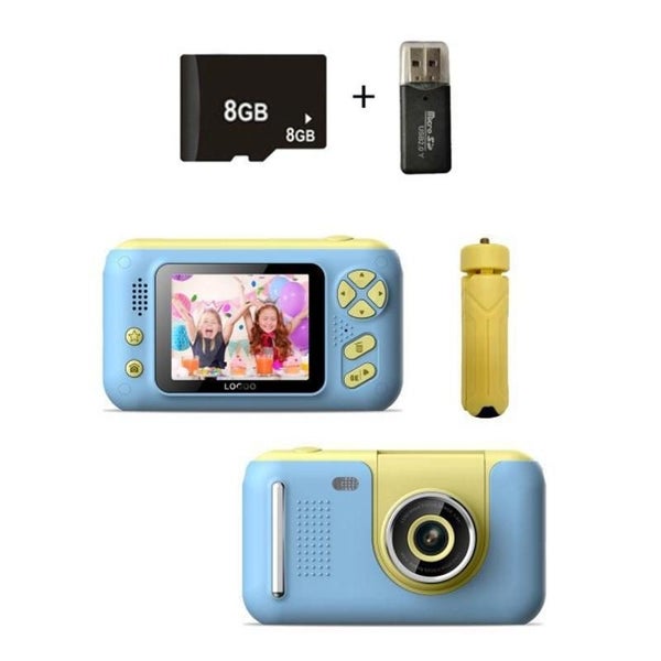 2.4 Inch Children Hd Reversible Photo Slr Camera - Yellow Blue & 8G Memory Ca... Carousel 1