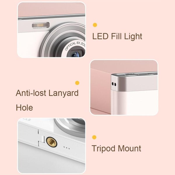 C13 2.88 Inch 4K 8X Optical Zoom Telescopic Lens Hd Digital Camera - White Carousel 8