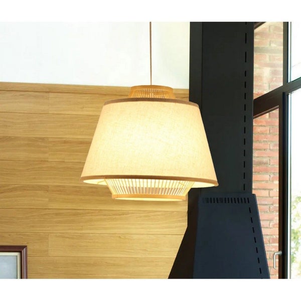 Bamboo & Linen Pendant (40 X 40 X 32.5cm) Carousel 2