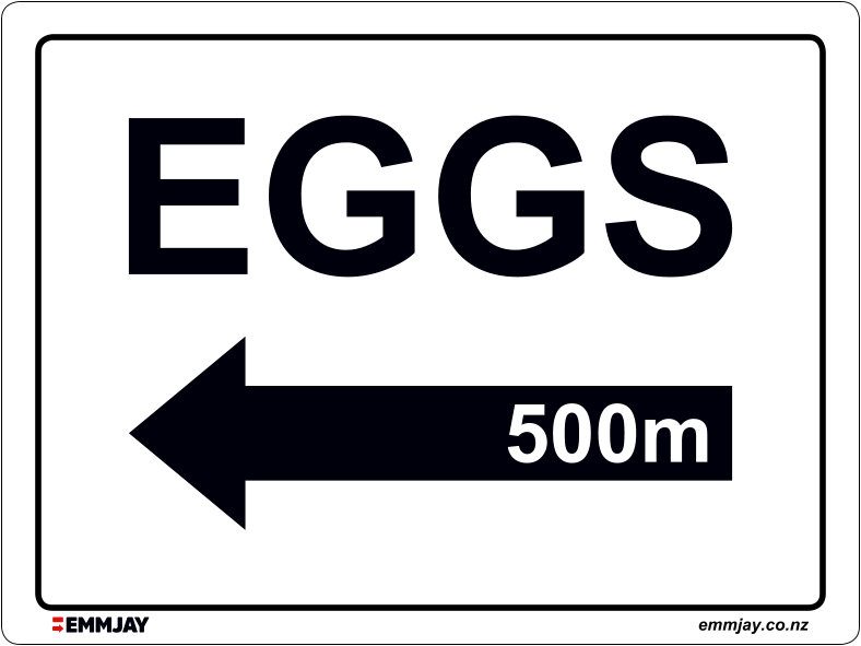 998 EMMJAY -Eggs 500m 400x300mm Eggs for sale sign, brood coop hen house Carousel 1
