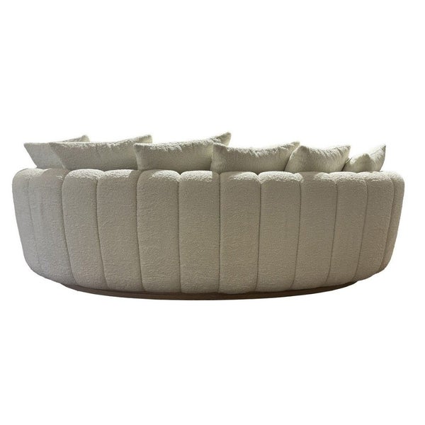 Curved Sofa - Oberoy Linen & Burl Walnut ( 2.32m X 1mx 66cm) Carousel 2