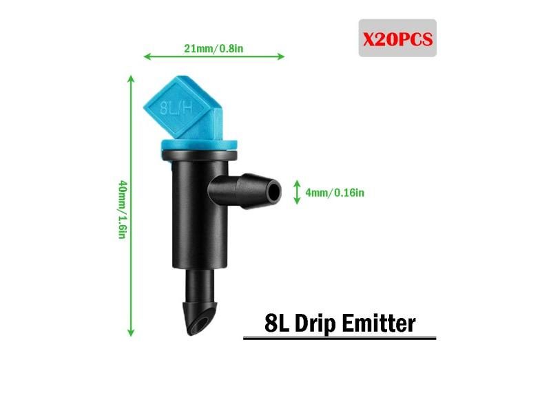 20Pcs Garden Flag Irrigation Drip Emitter For Trees/Shrubs 2GPH Blue Black Carousel 1