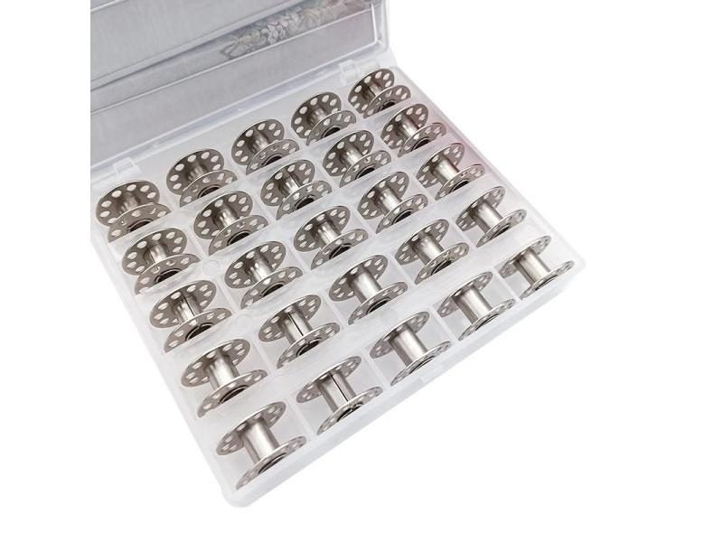 25Pcs Sewing Machine Bobbins Spools With Case Storage Box Carousel 1
