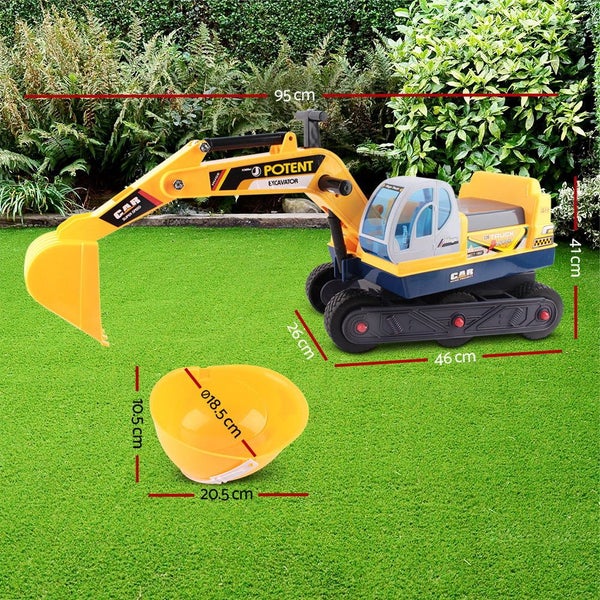 Keezi Kids Ride On Excavator Yellow Kids Ride On Toys Carousel 2