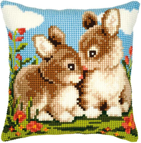 Vervaco Cross Stitch Cushion Kit - Rabbits Carousel 1